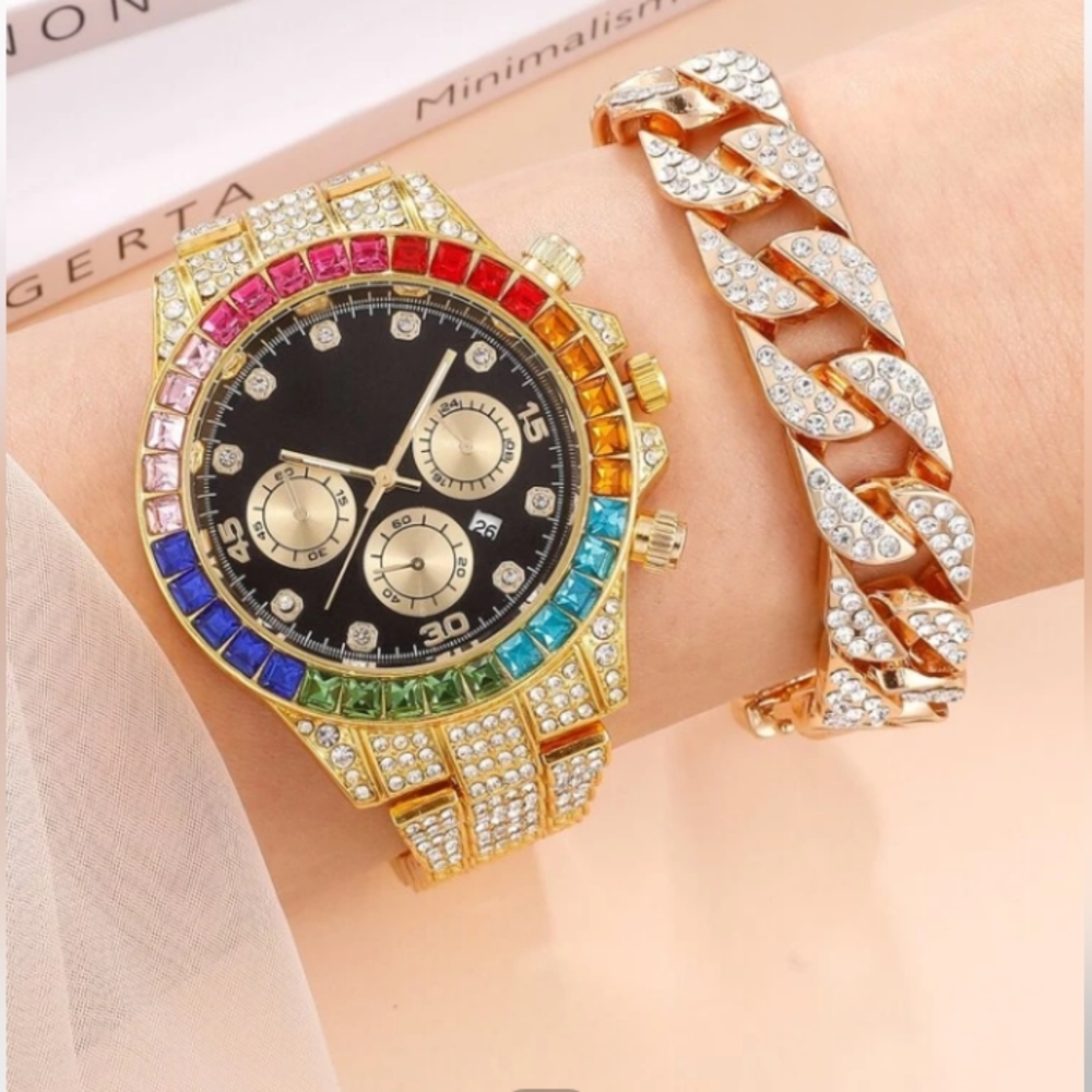 MENS ICED OUT GOLD BLING DIAMOND  WATCH  DOES NOT COME WITH BRACELET